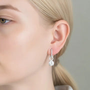 Minimal Interchangeable Hoop Earrings Blue Zirconia Detachable Drop 925 Silver